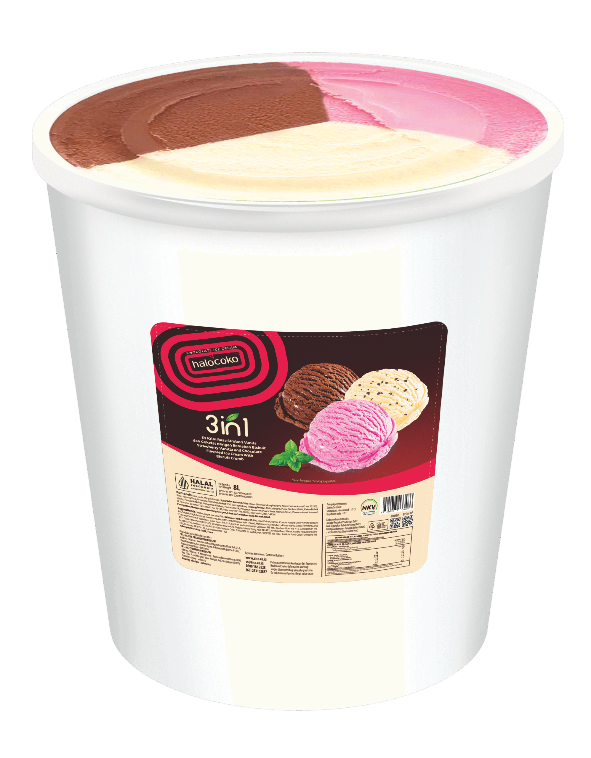 Halo Coko (Aice) 8 Liter 3 Rasa Neapolitan